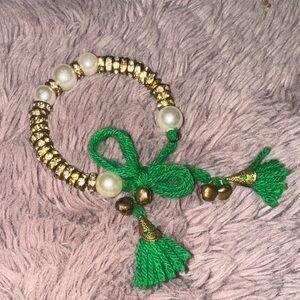 Elegant Green and Gold Beaded Bracelet